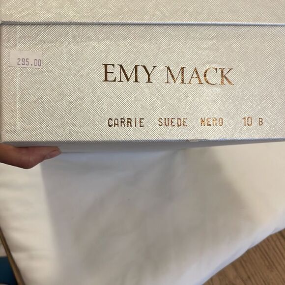 EMY MACK BLACK SUEDE PUMPS, SILVER DESIGN AT TOES. 4.5” HEELS. PADDED IN… - Picture 10 of 10